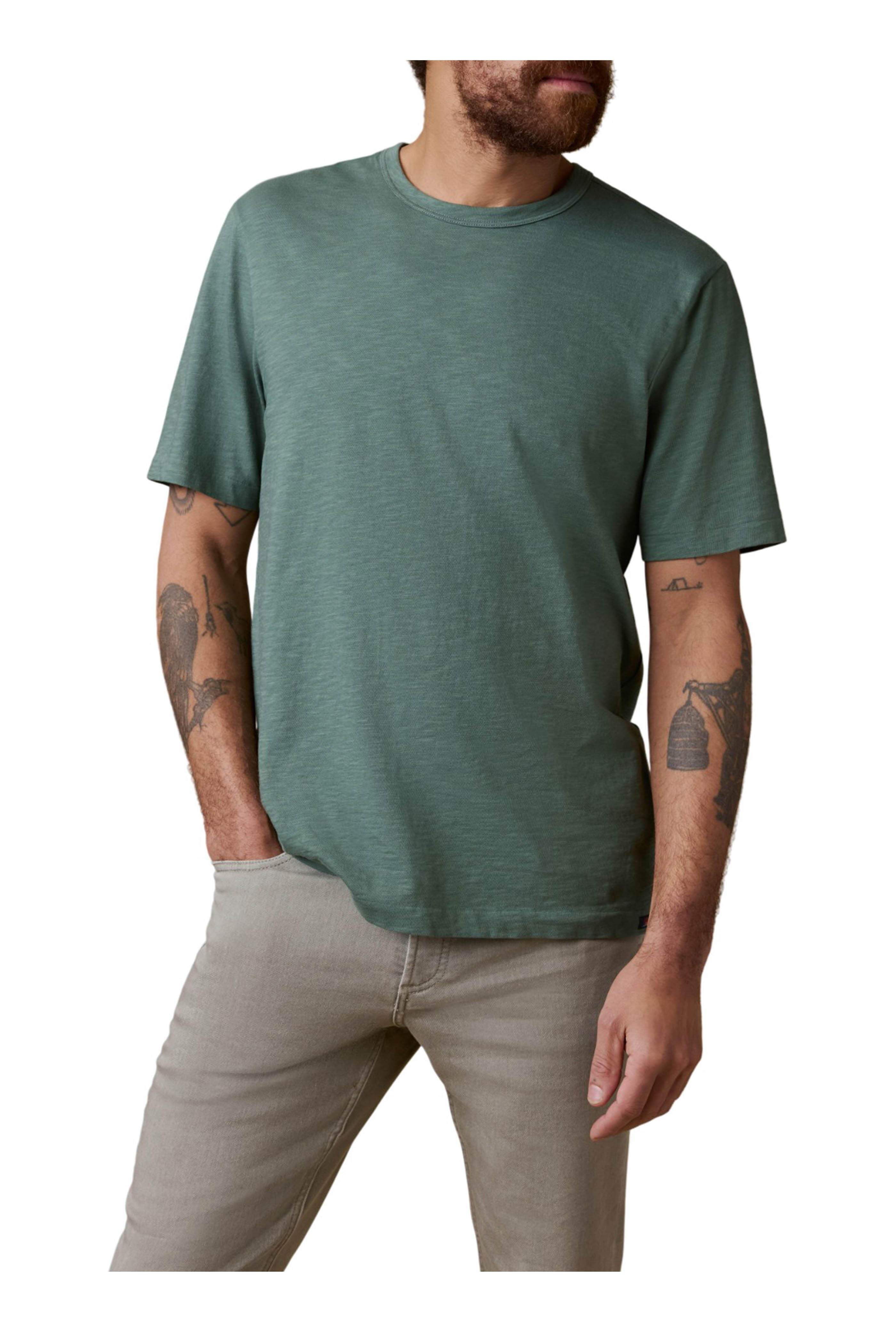 Faherty Brand - Sunwashed Spruce Cotton T-Shirt - view 2