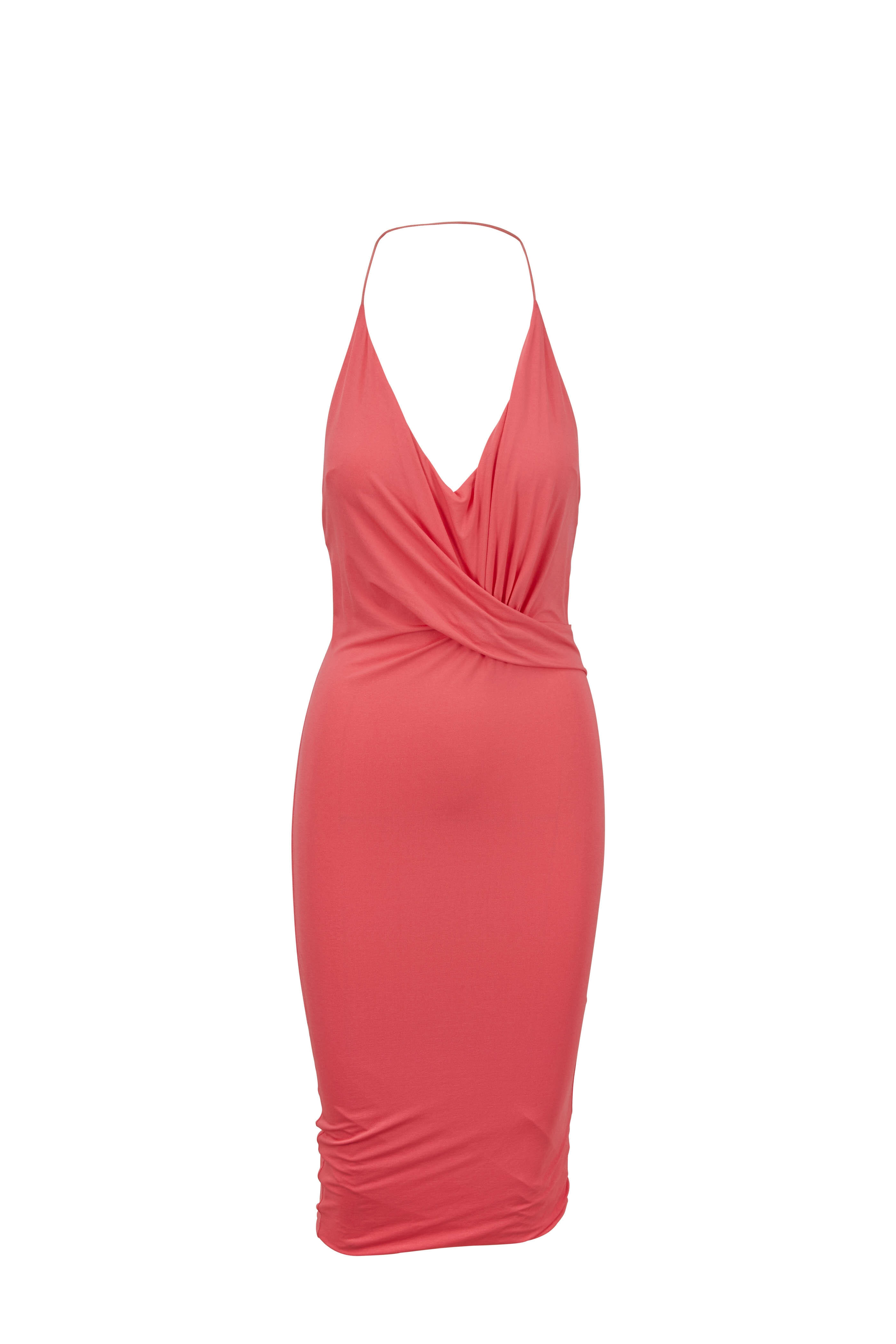 Tom Ford - Sunset Pink Draped Front Halter Dress