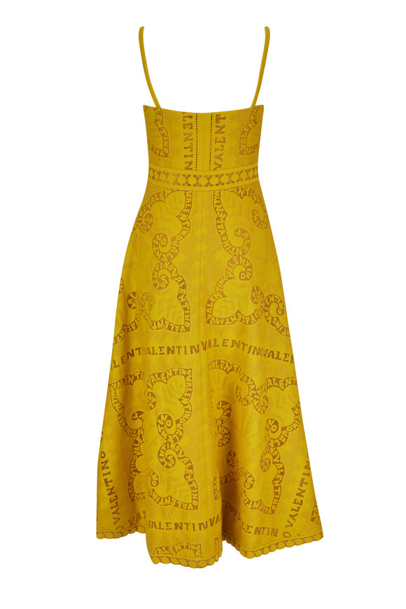 Valentino - Yellow Cotton Guipure Bandana Midi Dress