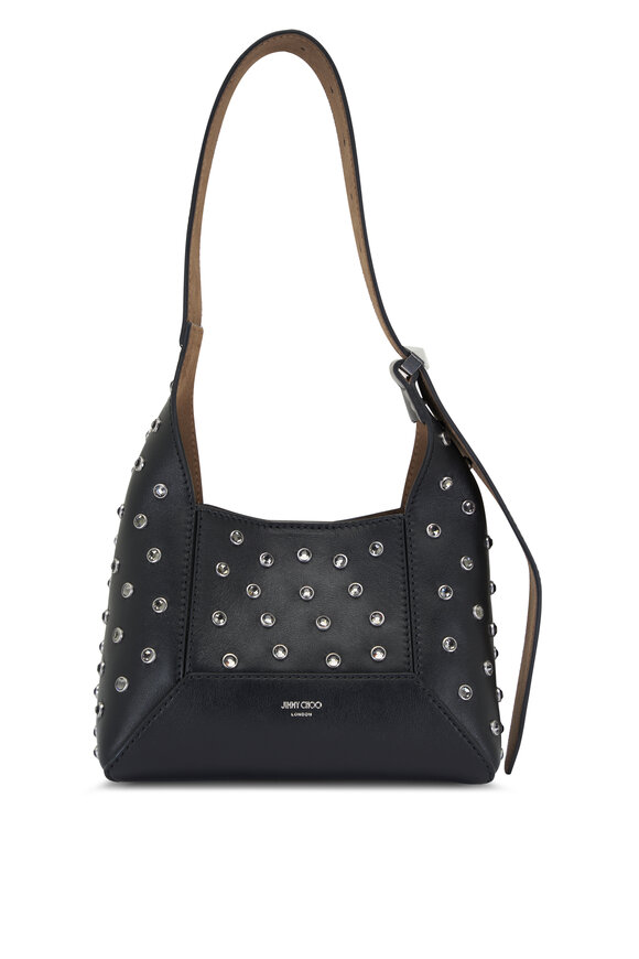 Jimmy Choo Diamond Black Leather Crystal Hobo