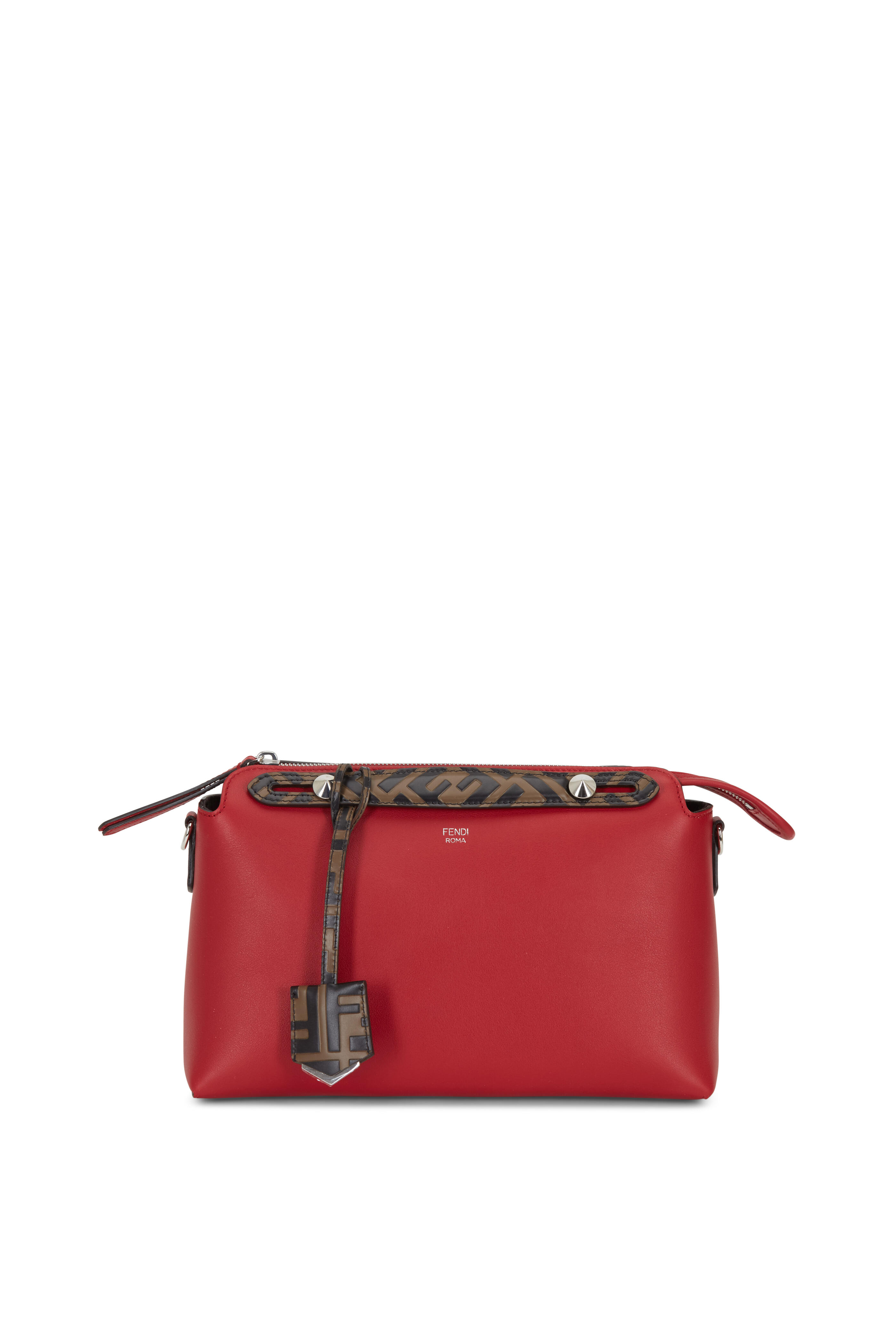 Medium Boston Bag in Monogram Leather Red