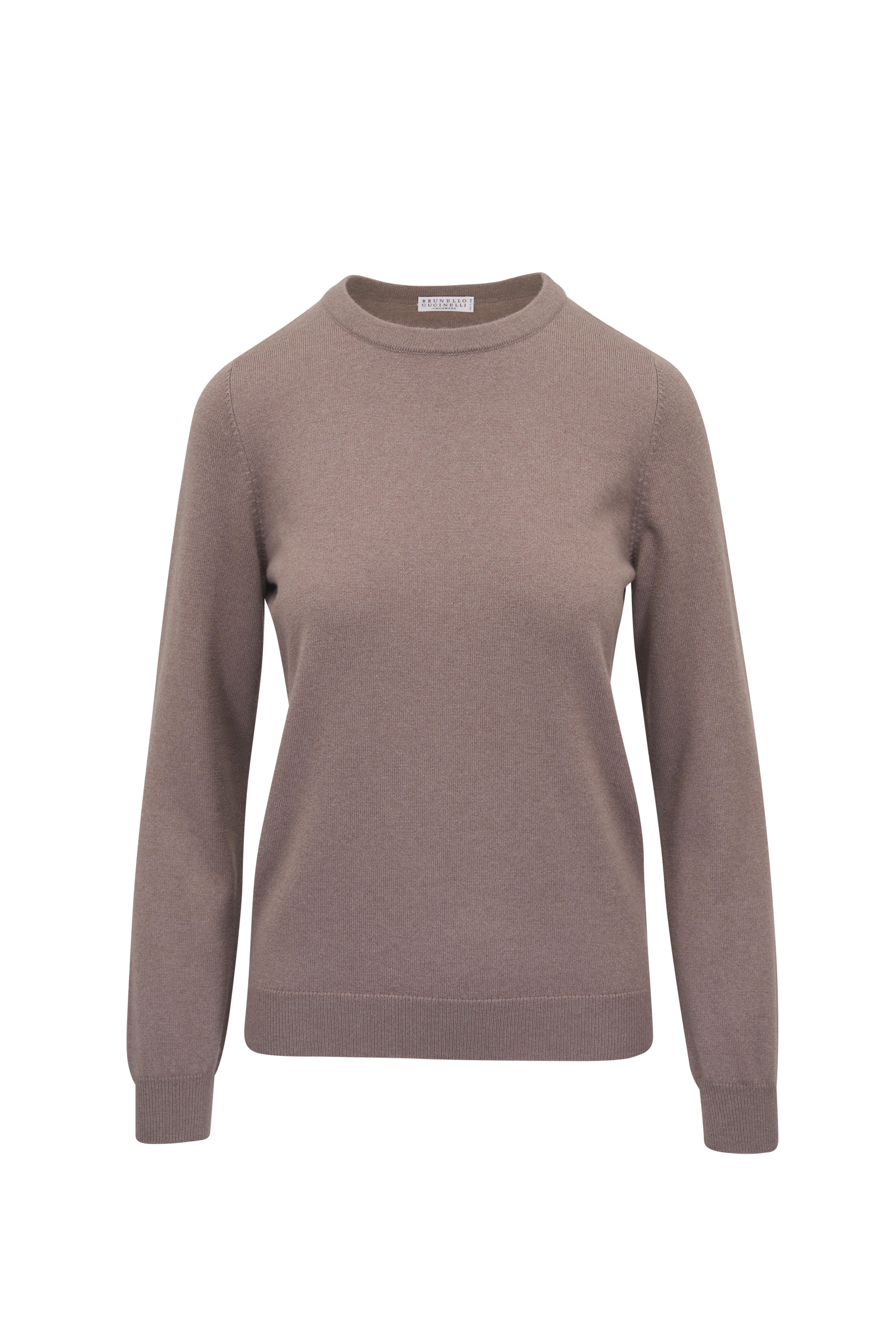 Brunello Cucinelli - Taupe 2-Ply Cashmere Crewneck Sweater