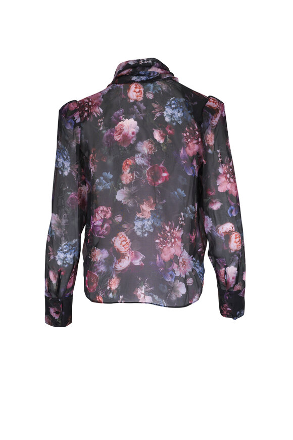 L'Agence - Cambria Black Vintage Floral Silk Blouse