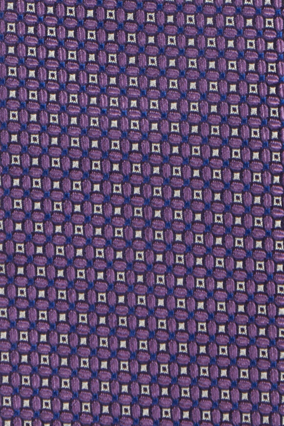 Geoff Nicholson Purple Mini Geometric Silk Necktie - view 2