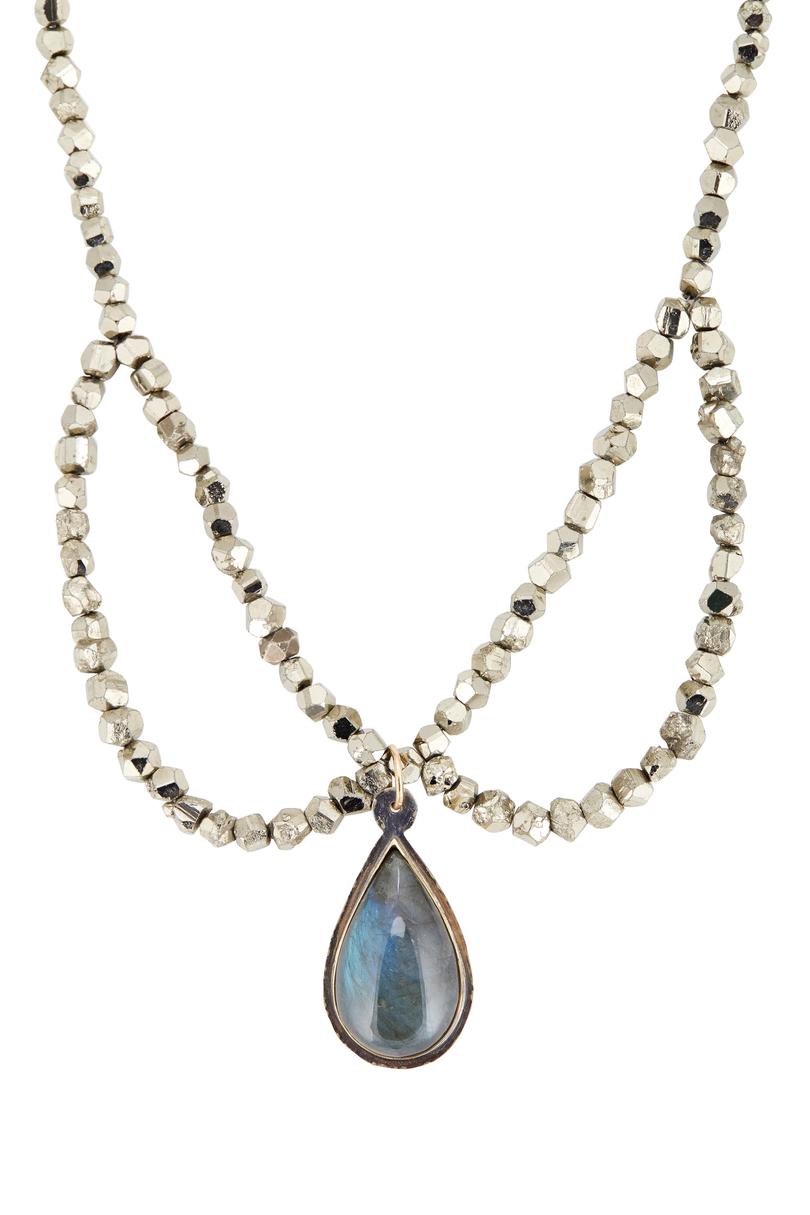 Tina Negri - 18K Gold & Silver Labradorite & Pyrite Necklace