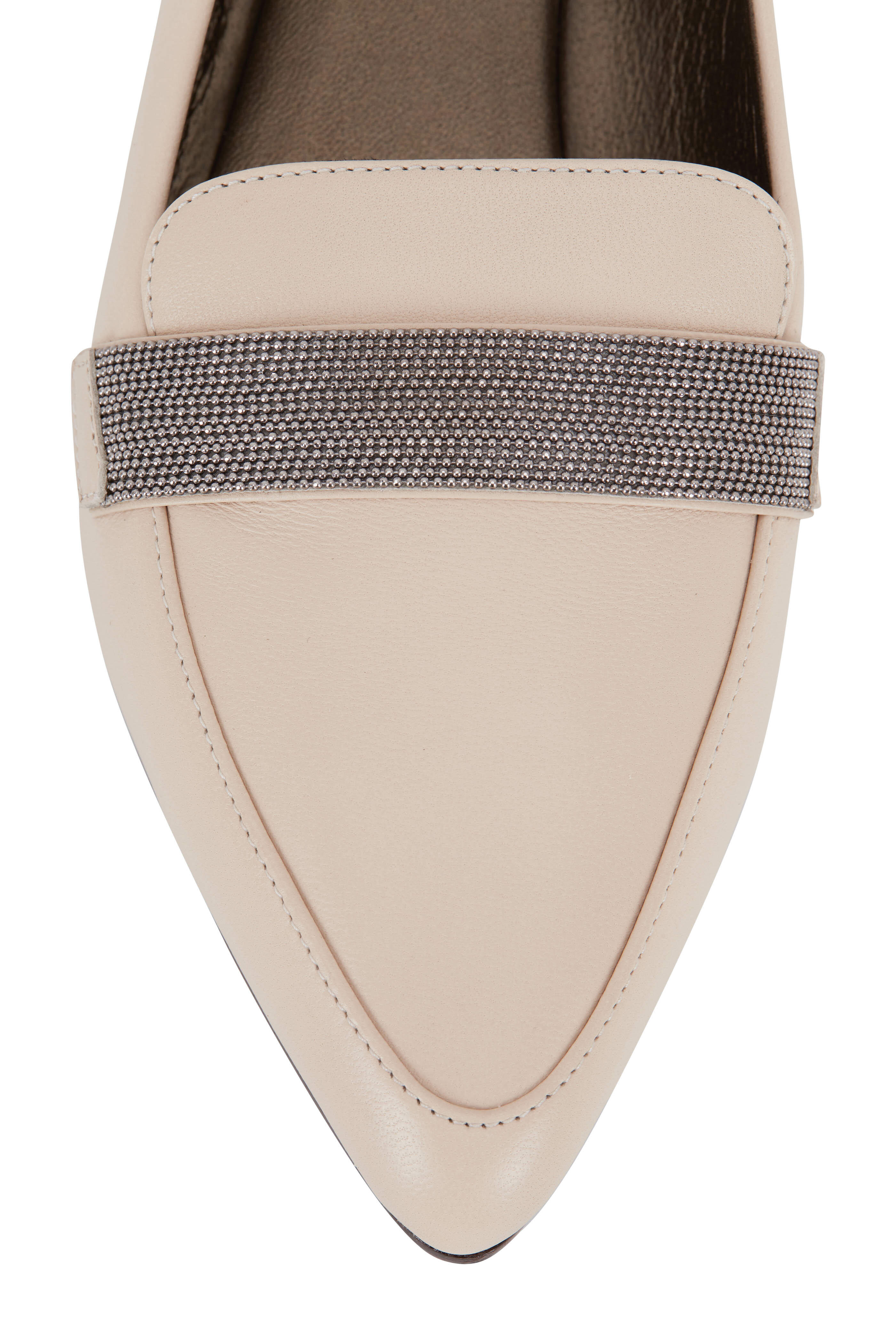 【関税＆送料込み】Brunello Cucinelli Flat Square Pointed B Brunello Cucinelli - Rice Leather Monili Flat | Mitchell Stores