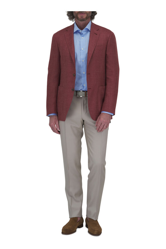 Canali - Tan Solid Wool Dress Pant