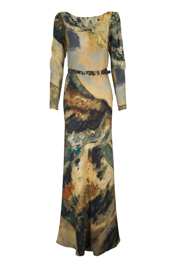 Libertine Modernist Landscape Belted Maxi Dress