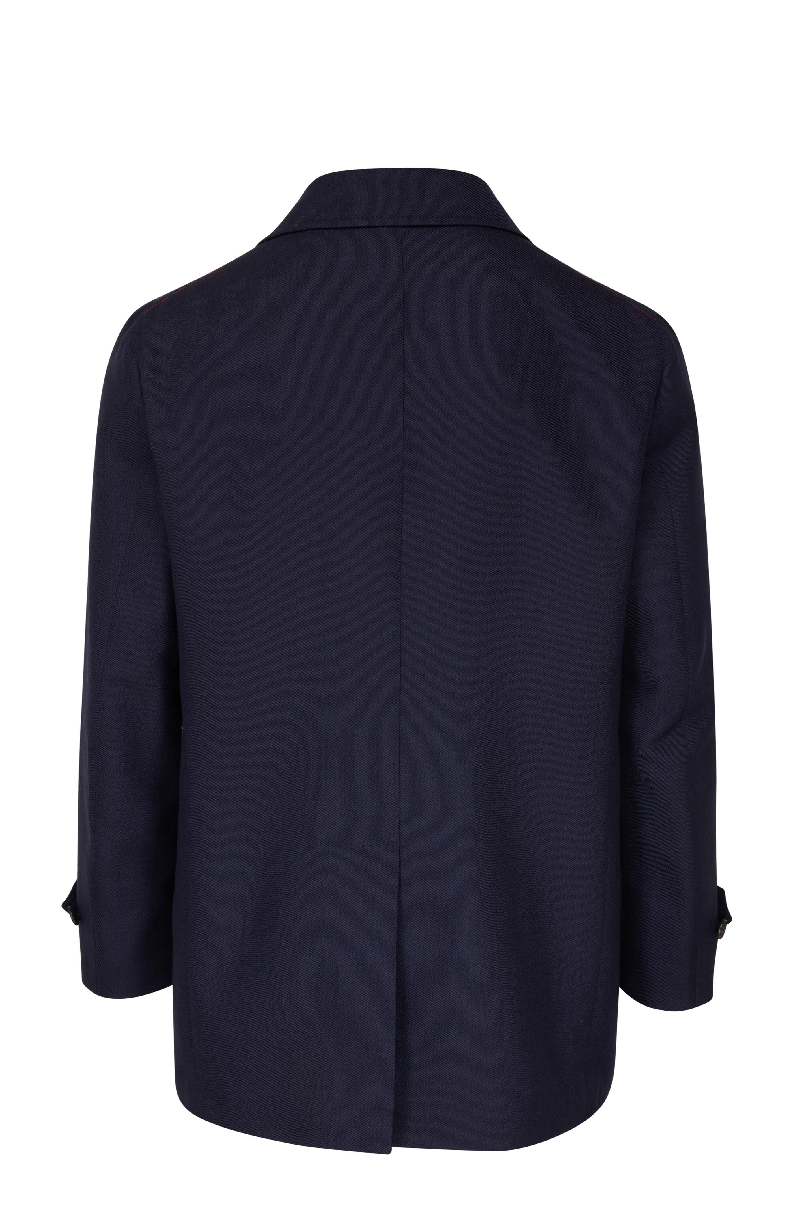 Isaia - Navy Aqua Wool & Cashmere Walking Coat | Mitchell Stores