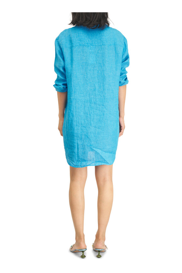 Frank & Eileen Classic Turquoise Linen Shirtdress - view 4