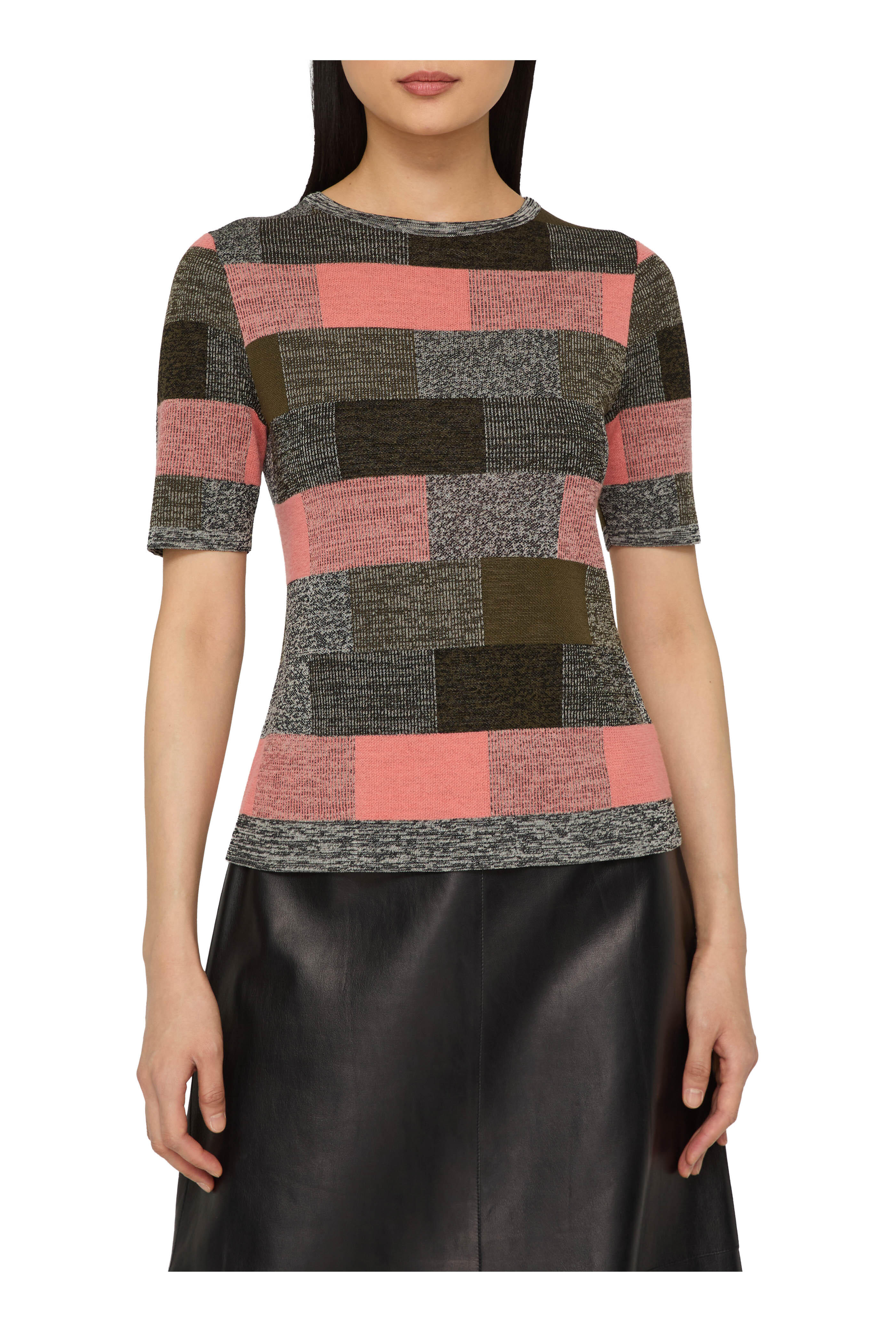 Lafayette 148 New York - Altrosa Pink Multi Jacquard Crewneck Sweater