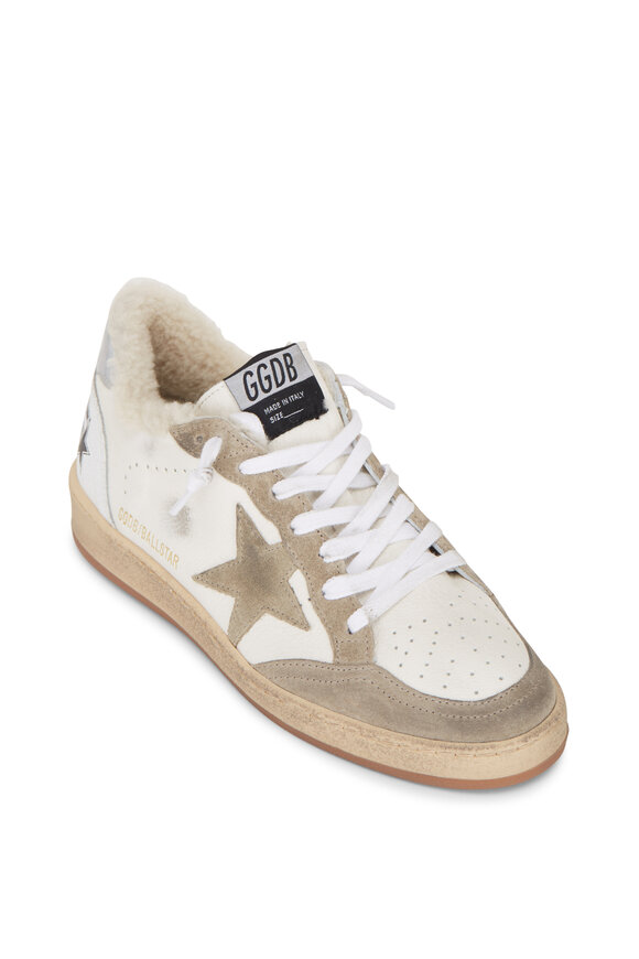 Golden Goose - Ballstar White & Taupe Shearling Low Top Sneaker