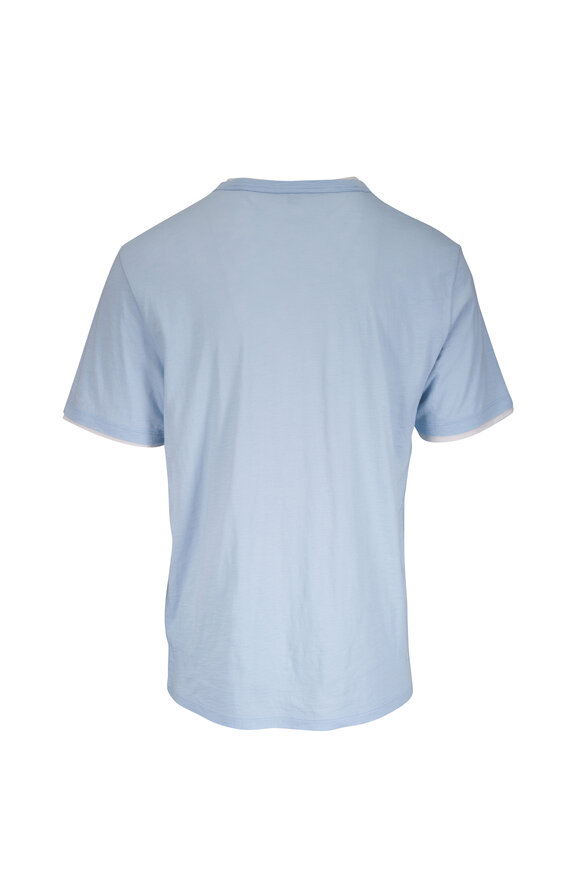 Vince Playa Blue & White Double-Layer Cotton T-Shirt - view 2