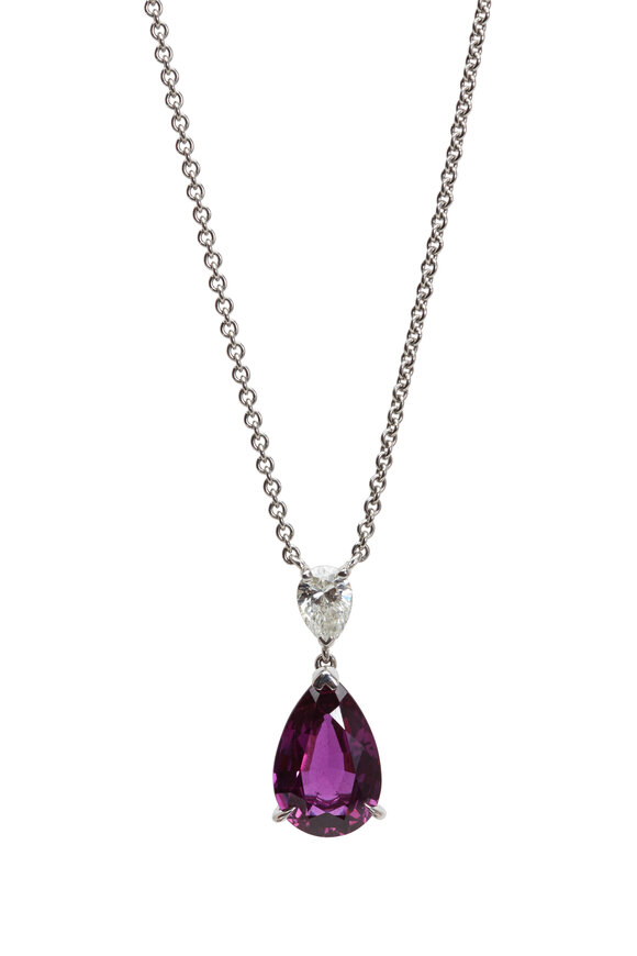 Oscar Heyman - Platinum Violet Blue Sapphire Diamond Pendant