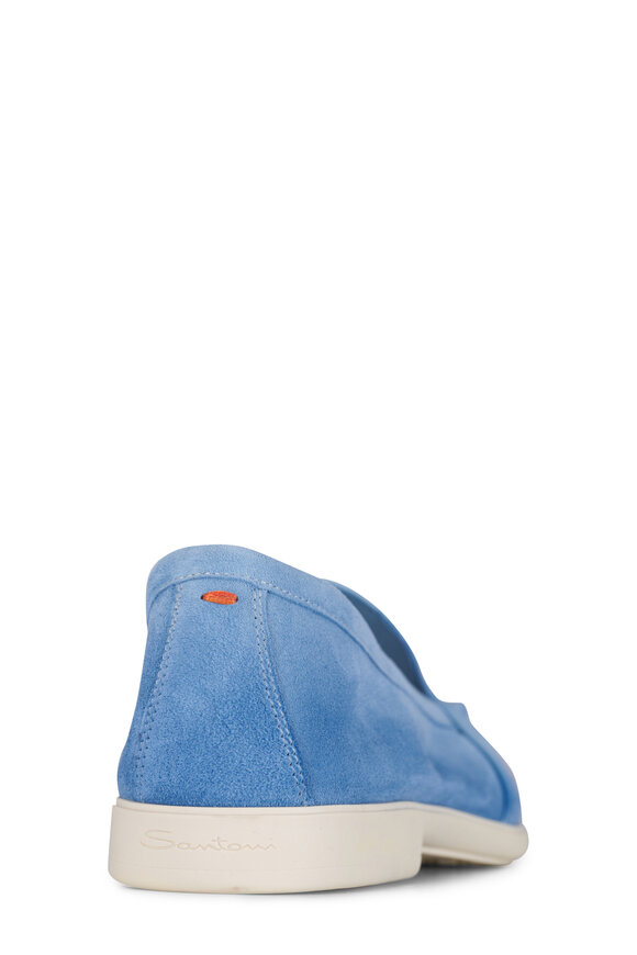 Santoni Malibu Light Blue Suede Loafer - view 3