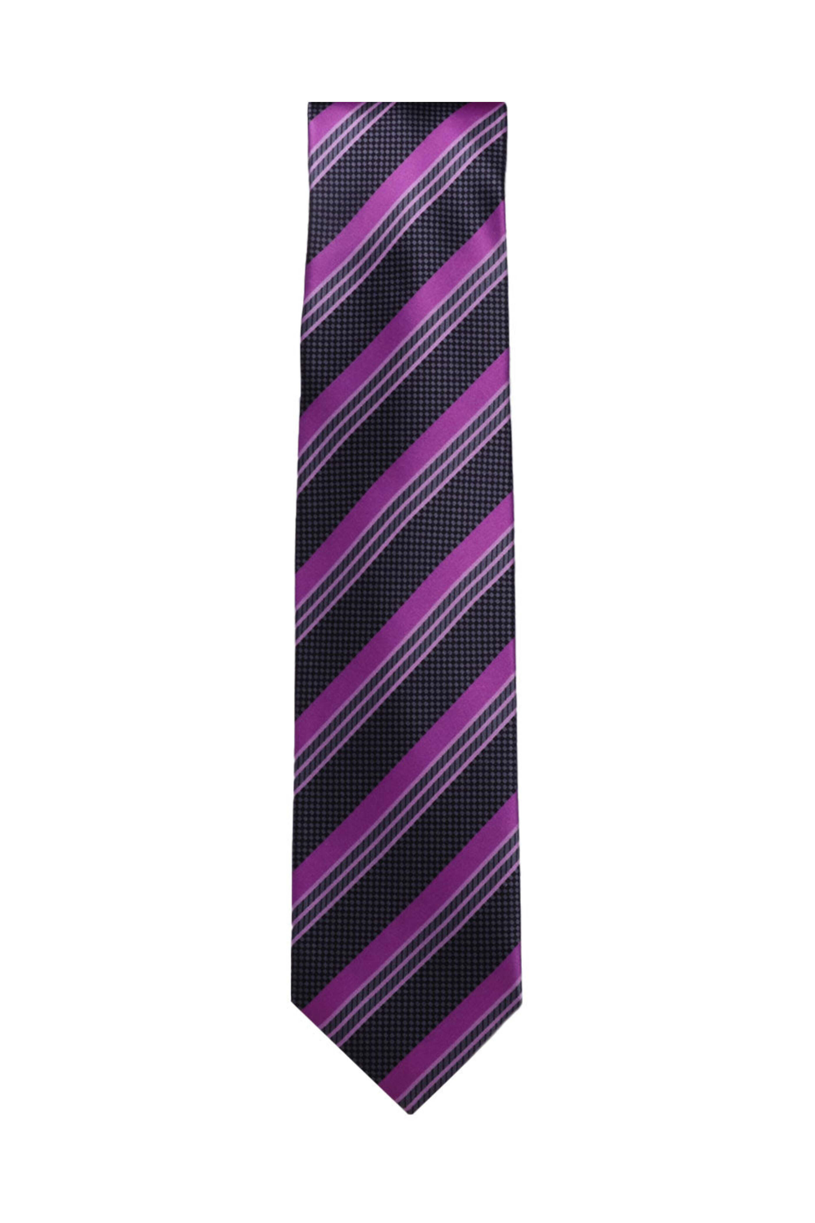 Dolce Punta - Navy and Purple Stripe Silk 11-Fold Tie