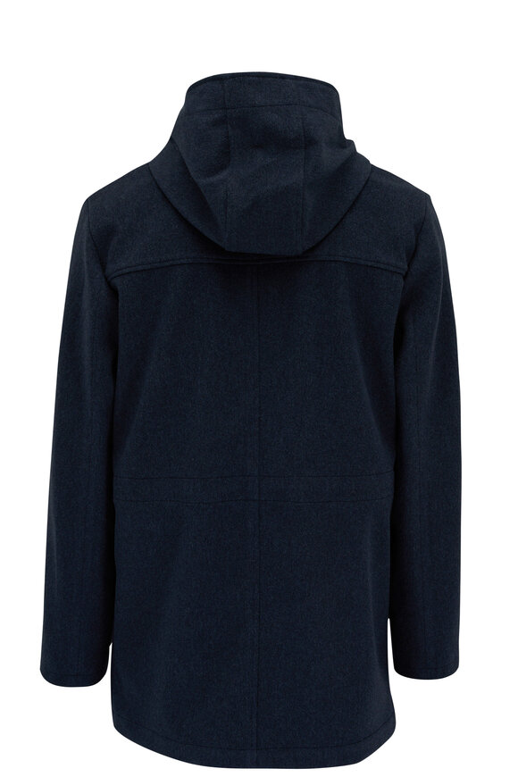 Isaia - Navy Blue Wool Blend Hooded Duffel Coat 