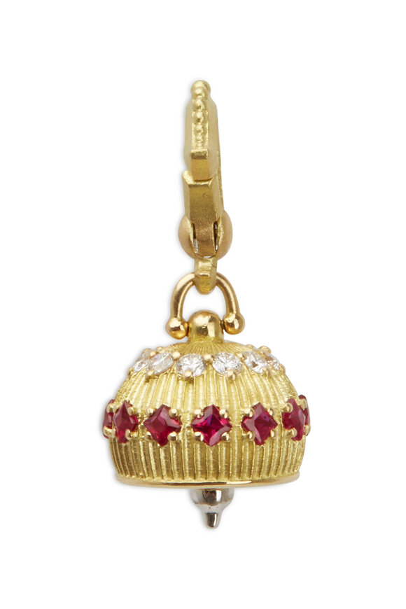 Paul Morelli - Meditation Bell Yellow Gold Ruby Diamond Pendant