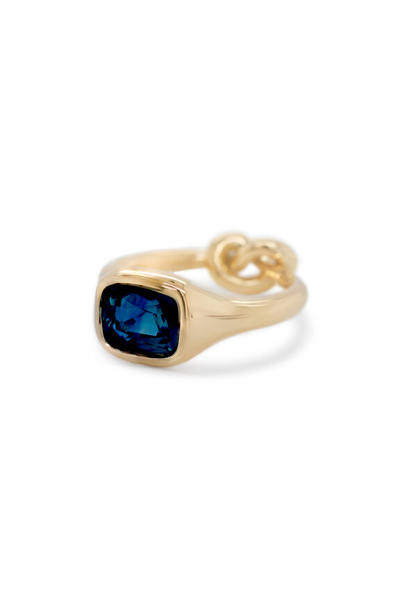 Kali Zoe Teal Sapphire Overhand Knot Ring - view 3