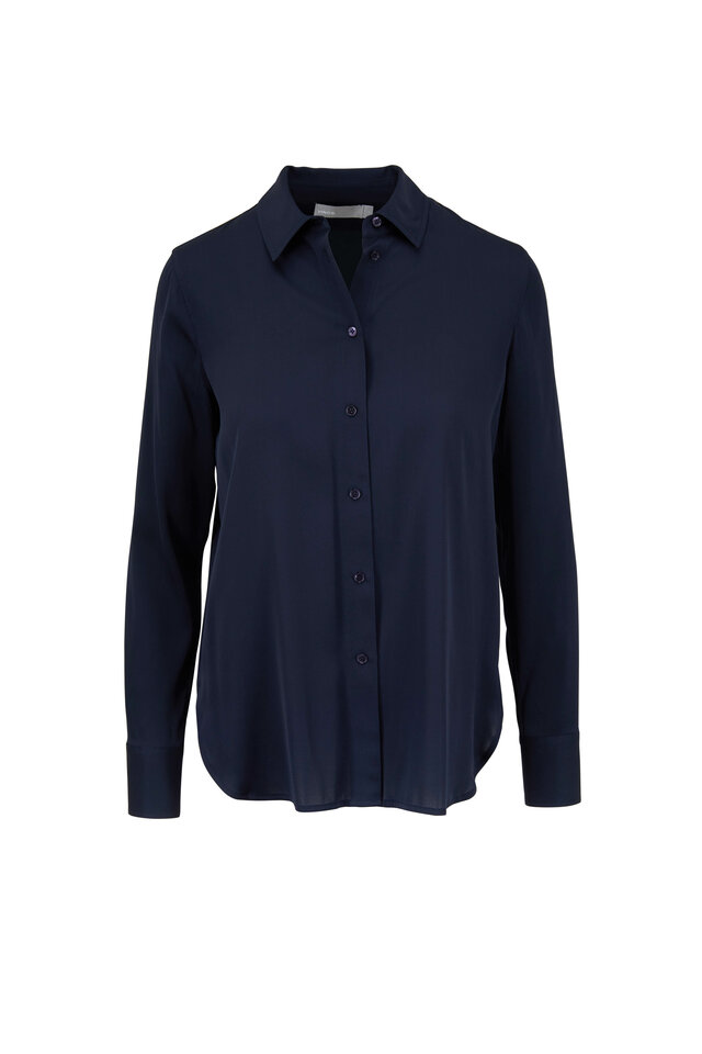 ヴィンス Vince Cap Sleeve Button Down Blouse レディース シャツ トップス Coastal Blue uploading-1392295.JPG