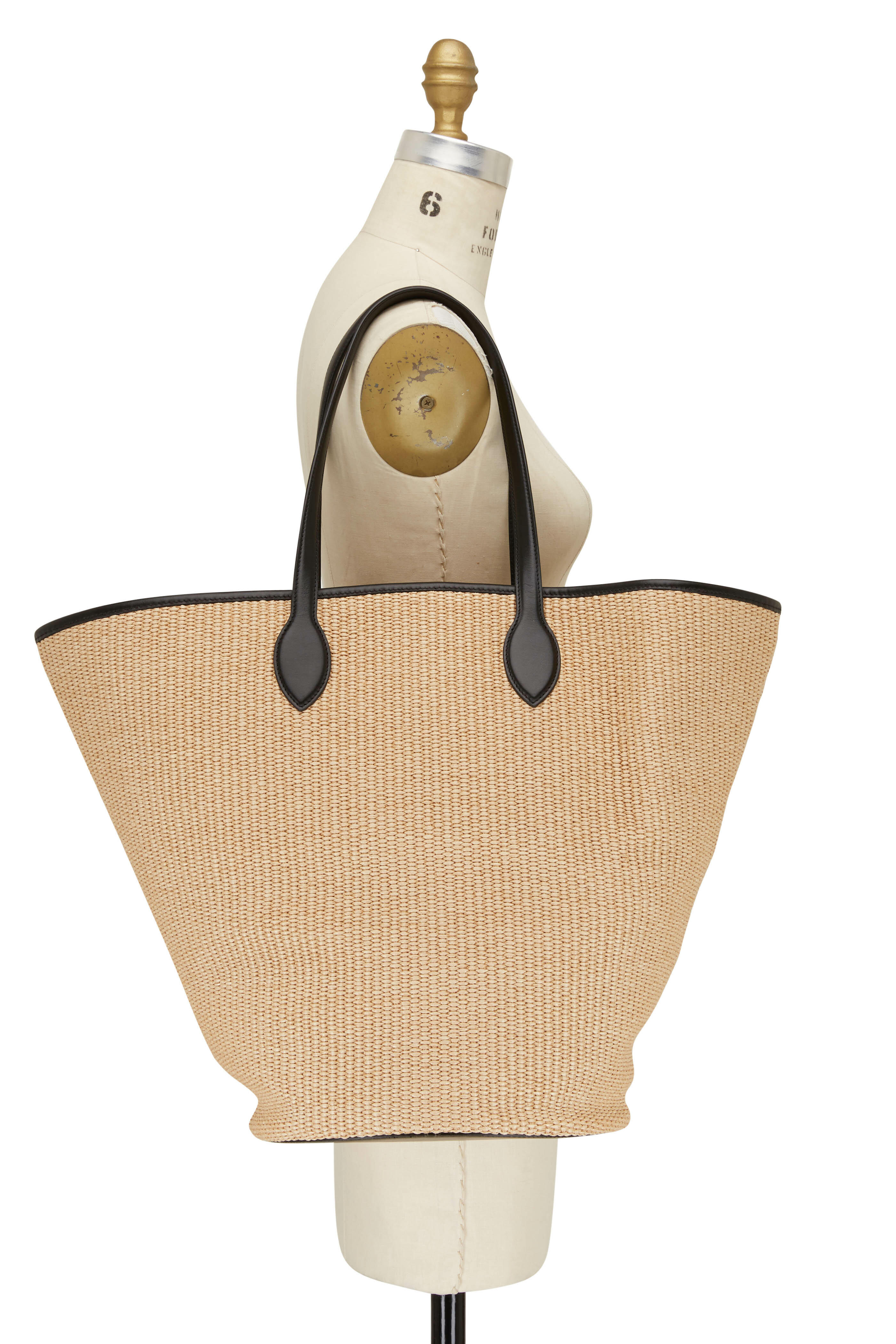 Khaite - Osa Natural Raffia & Leather Medium Tote