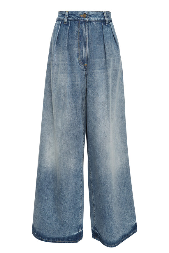 Alanui Sunny Medium Wash Crochet Denim Jean