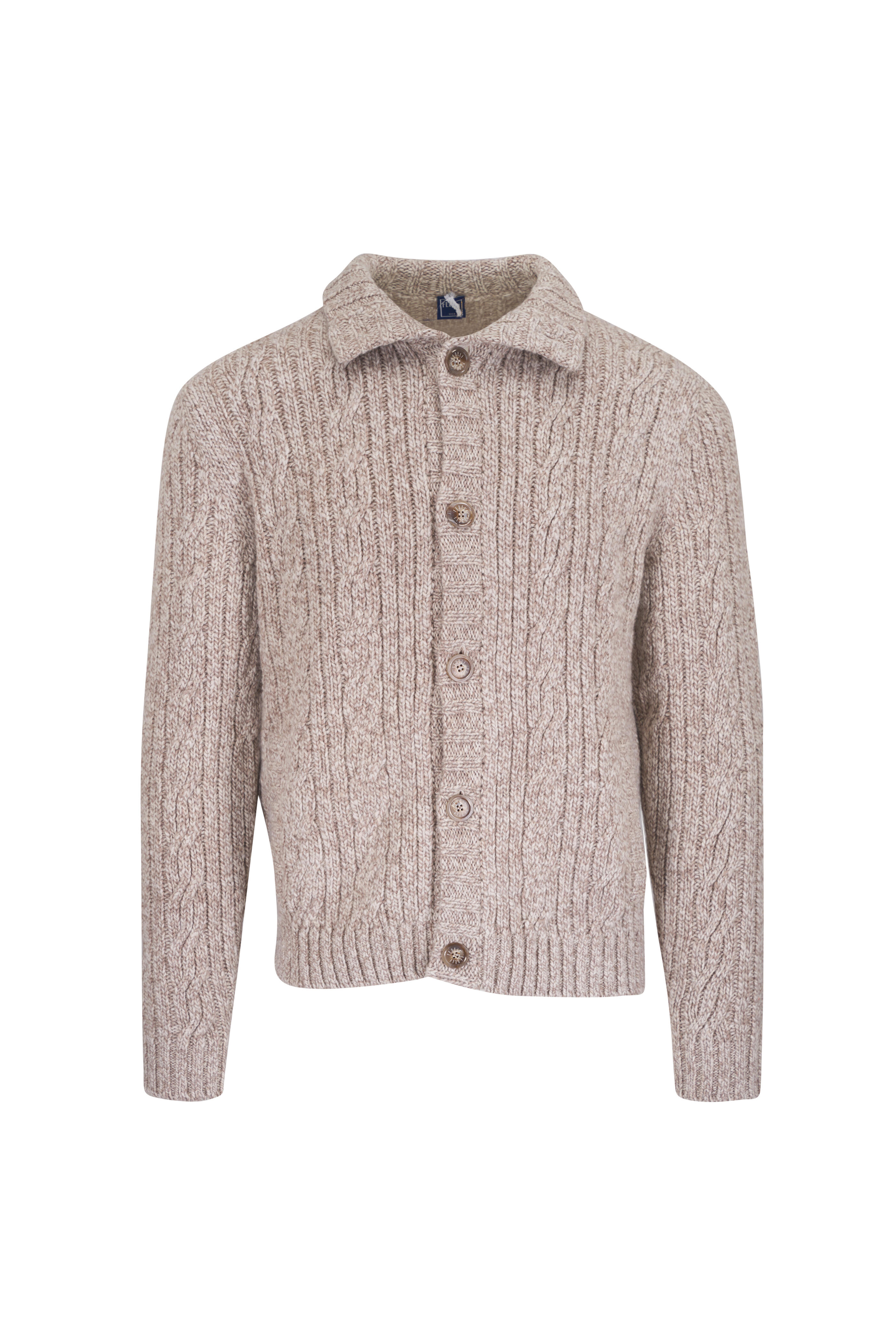 Fedeli - Cream Chunky Cable Knit Cashmere Sweater