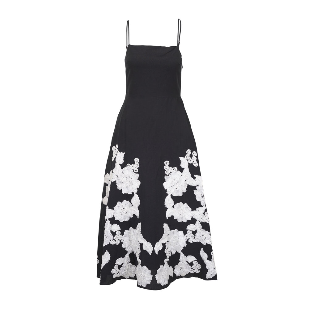 Annabella Soutache Floral Embroidered Midi Dress - Black MULTI / L Annabella Soutache Floral Embroidered Midi Dress - Black MULTI / L