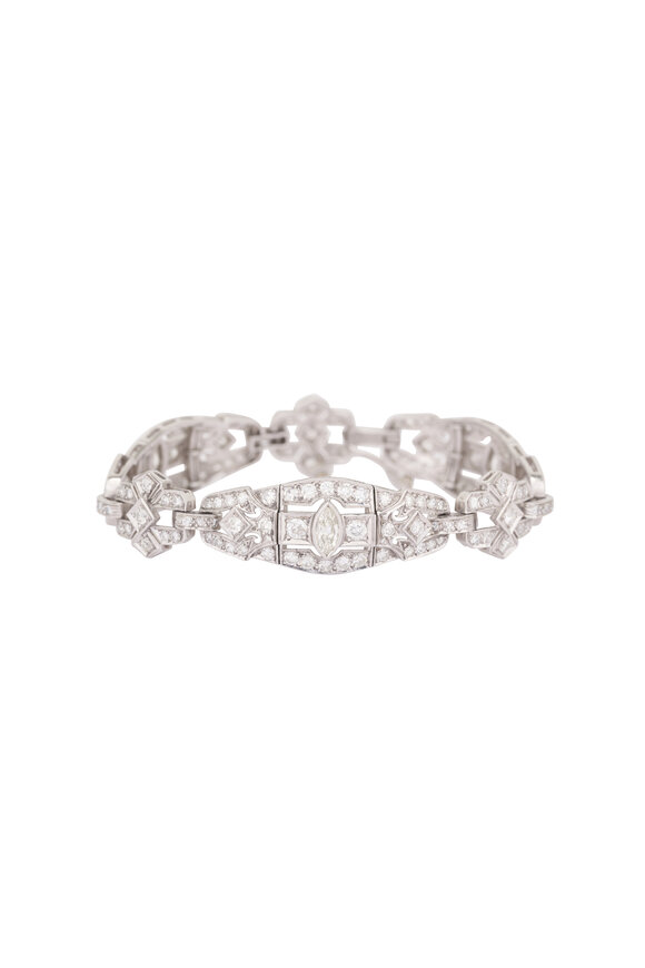 Lowy & Co 18k White Gold Diamond Estate Deco Bracelet