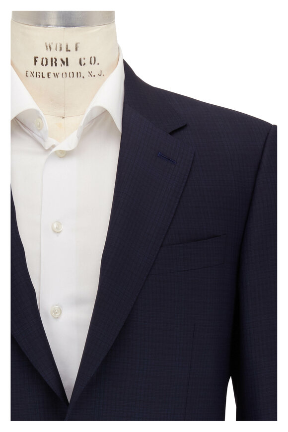 Canali - Navy Blue Tonal Windowpane Wool Suit