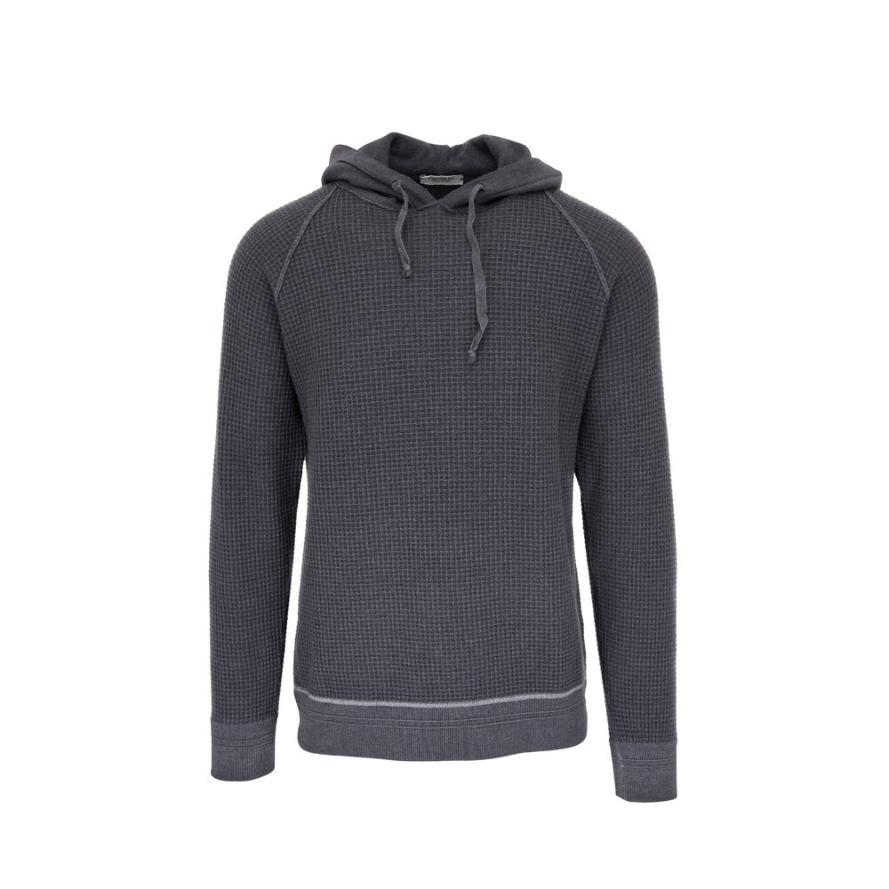 Crossley - Charcoal Gray Waffle Wool Hoodie | Mitchell Stores