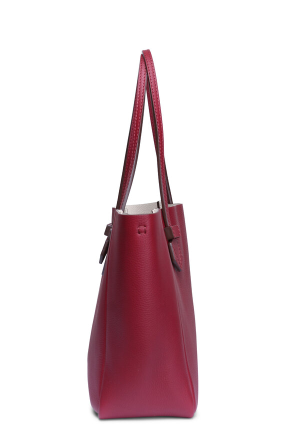 Moreau Paris Small Vincennes Maroon Reversible Leather Tote - view 3
