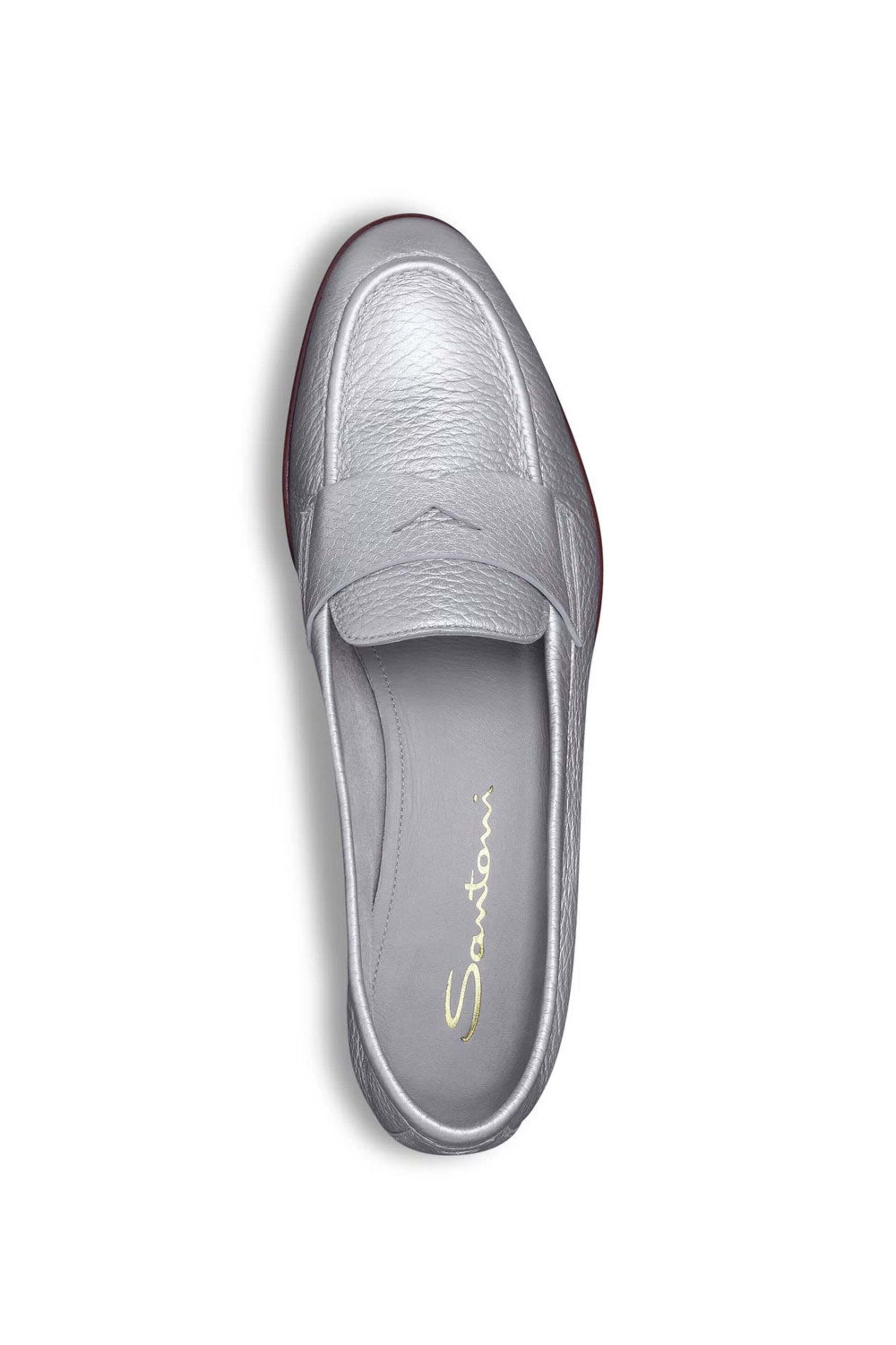 Santoni - Famed Leather Penny Loafer in Silver