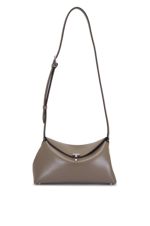 Totême T-Lock Taupe Leather Clutch