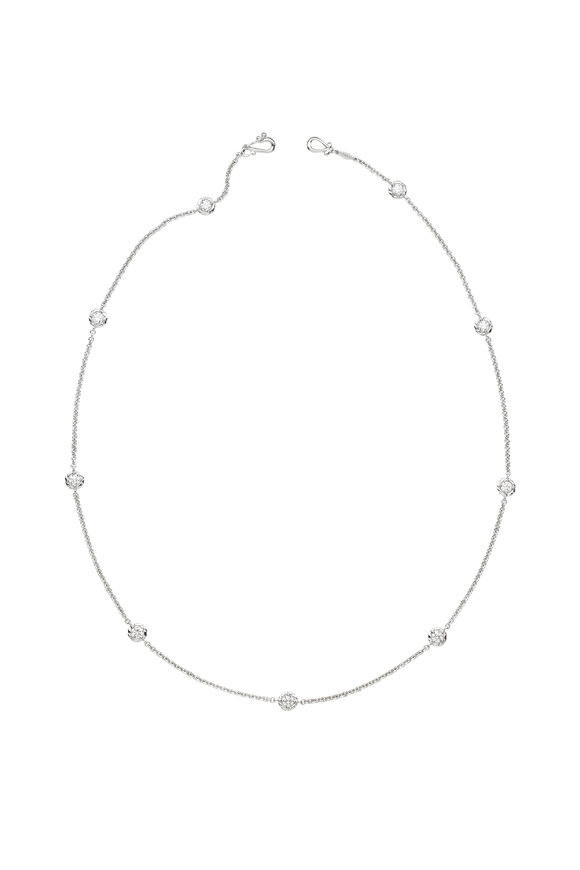 Paul Morelli White Gold White Diamond Station Necklace - view 1
