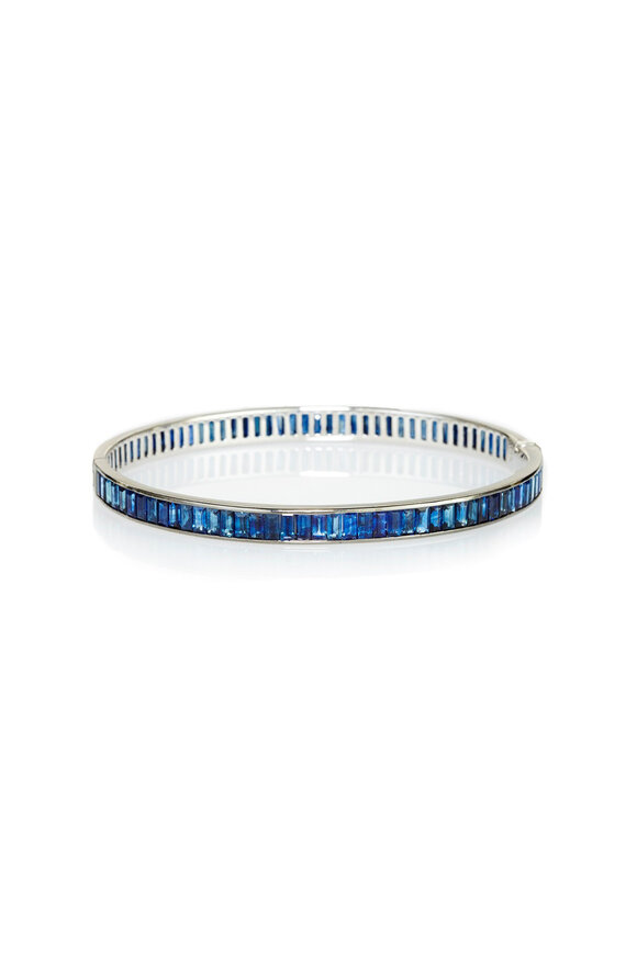 Nam Cho Baguette Blue Sapphire & Diamond Bangle Bracelet