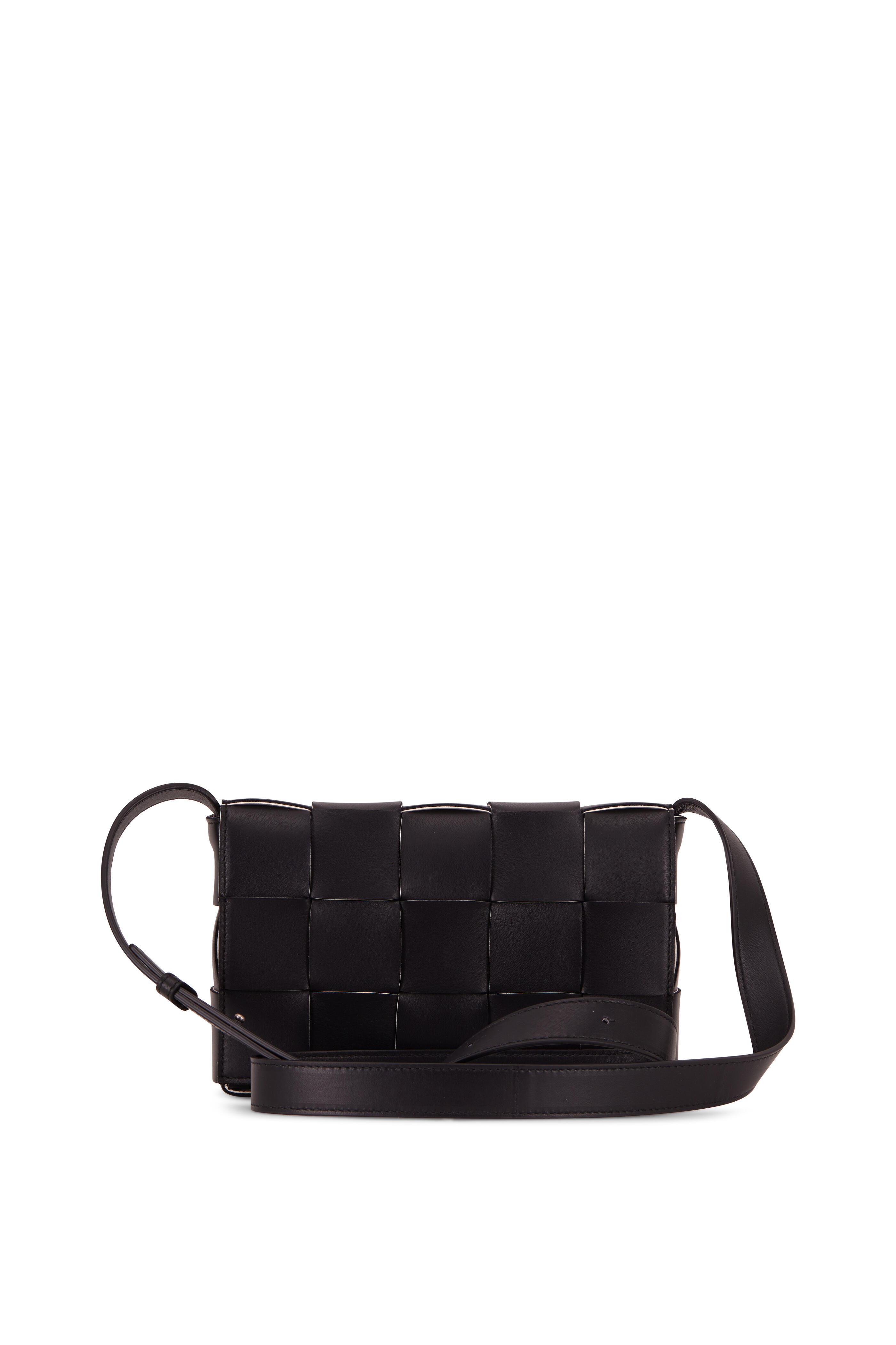 Bottega Veneta - Cassette Black Leather Small Crossbody Bag