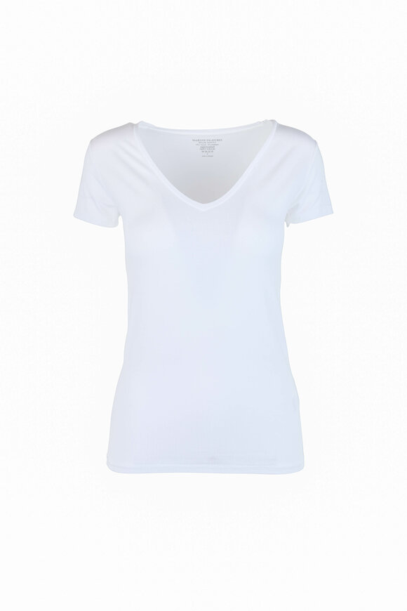 Majestic - White Soft Touch V-Neck T-Shirt 