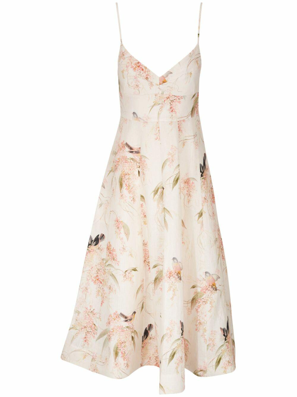 Zimmermann - Picnic Coral Birds Midi Dress | Mitchell Stores