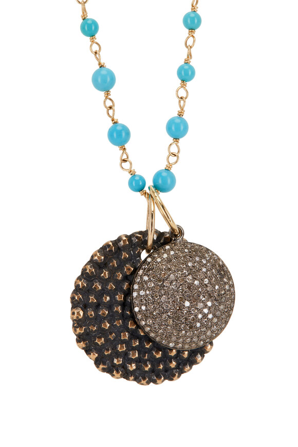 Tina Negri - Sleeping Beauty Turquoise Pavé Charm Necklace