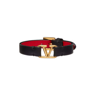 VENIA MITTEN ブラック S Valentino Garavani - Vlogo Signature Leather Bracelet in