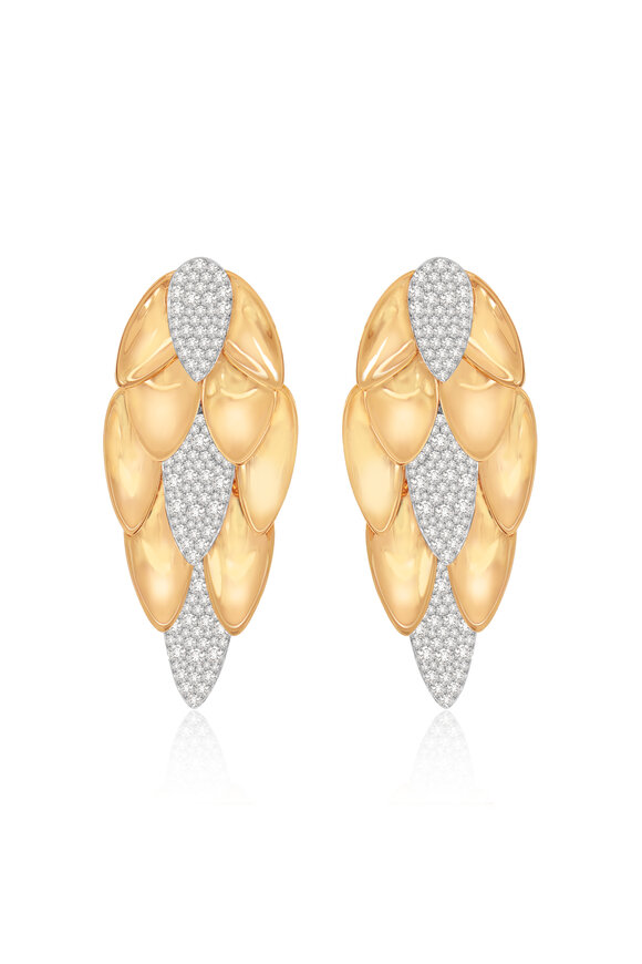 Sutra - Diamond Leaf Chandelier Earrings