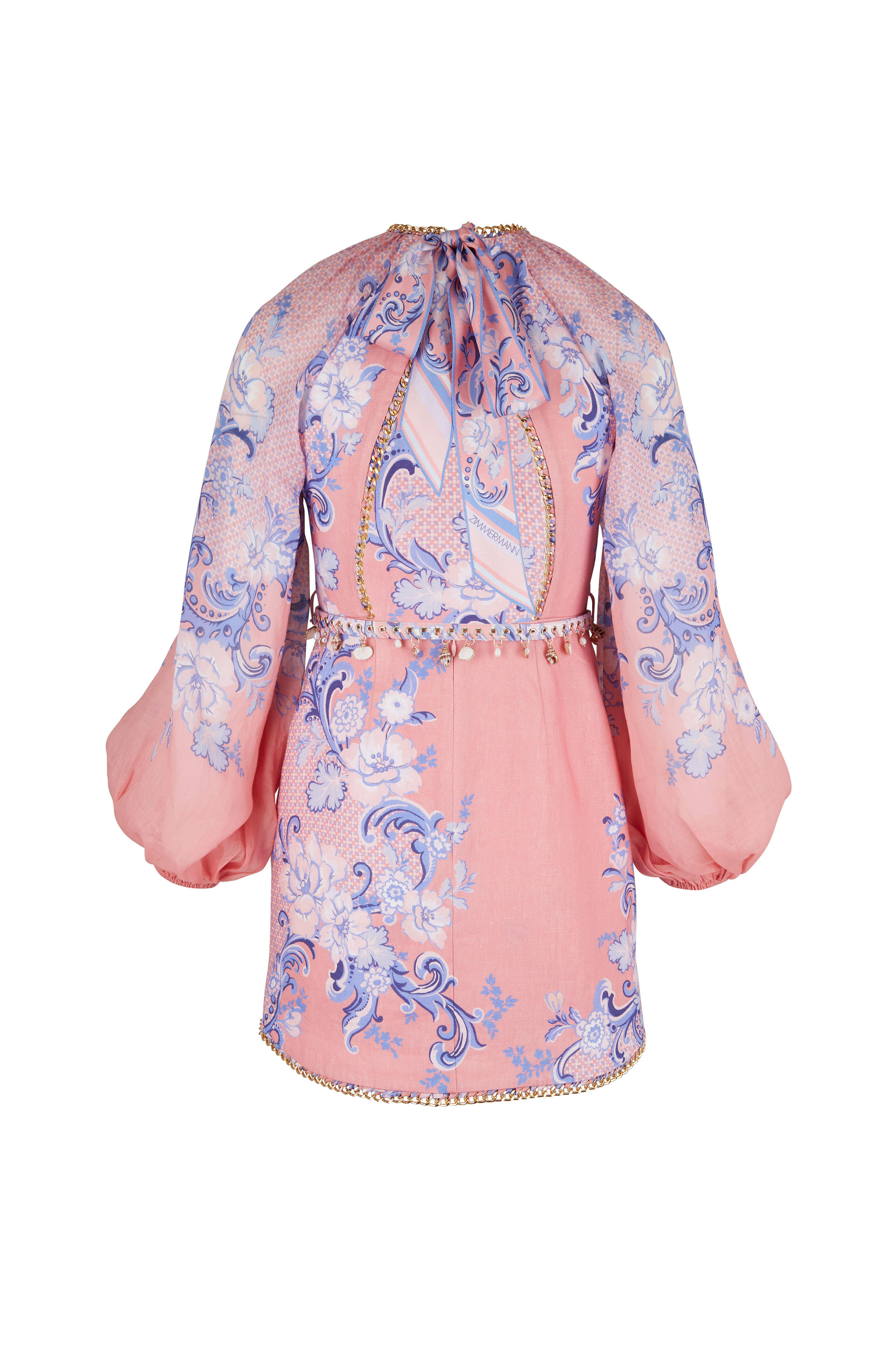 Zimmermann - Postcard Swirl Coral Floral Mini Dress