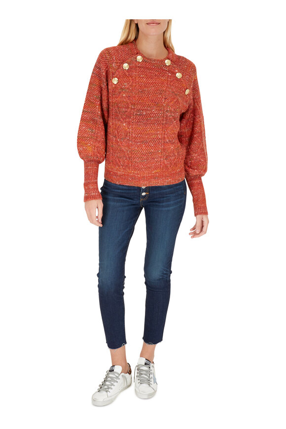Veronica Beard - Adelaida Orange Full Sleeve Sweater