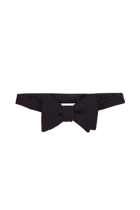 Eton Grenadine Black Pre-Tied Bow Tie