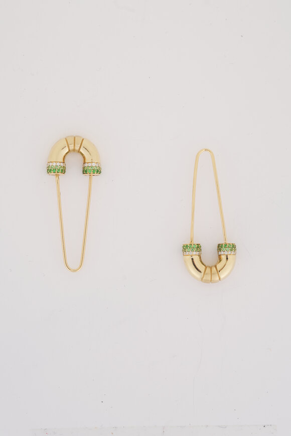 Campbell + Charlotte 14k Gold Tsavorite & Diamond Crew Tube Earring