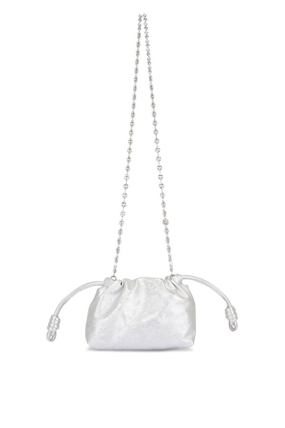 Loewe Mini Flamenco Moiré Printed Silver Leather Clutch