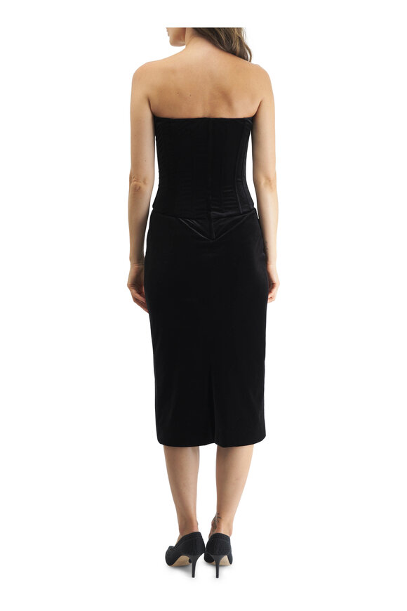 Dolce & Gabbana - Black Velvet Longuette Strapless Dress