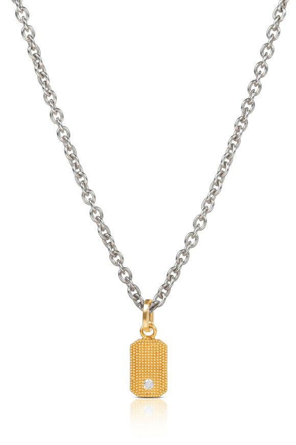 .925Suneera Mini Gold Textured Pendant - view 2