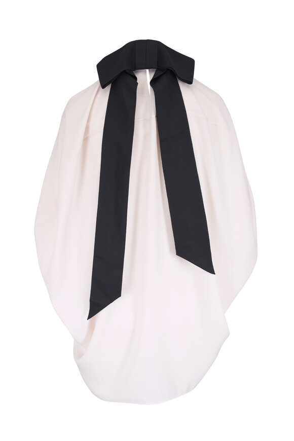 Lanvin Cream Knotted Loose Fit Crepe Top - view 3